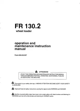 Fiat Allis FR 130, FR 130.2 Wheel Loader operation and maintenance instruction manual Preview image 2