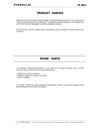 FiatAllis FR180.2 Wheel Loader Operation & Maintenance Manual (1998 Edition) Preview image 3