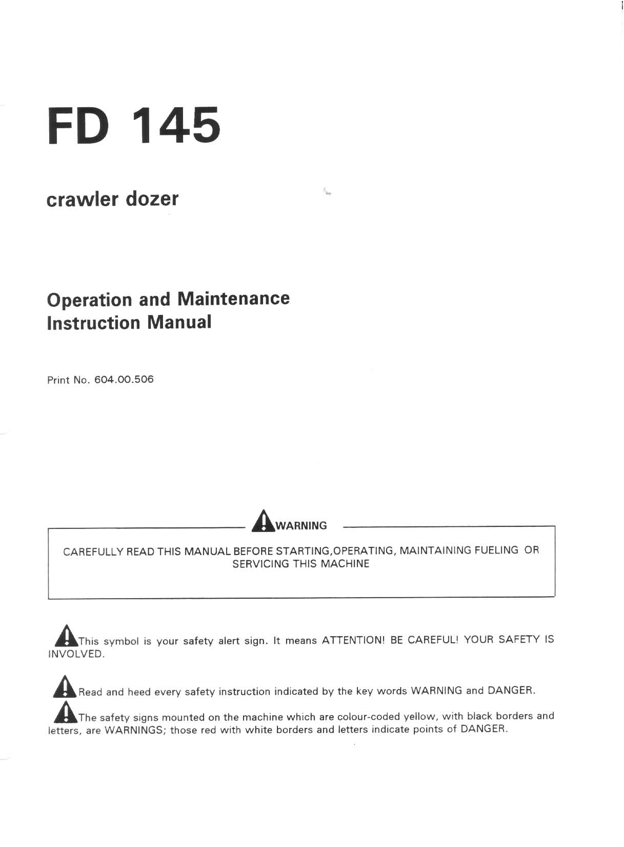 Fiat Allis FD 145 crawler dozer manual Preview image 2