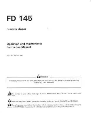 Fiat Allis FD 145 crawler dozer operation and maintenance instruction manual Preview image 2