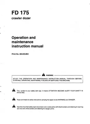 FD175 Crawler Dozer Operation and Maintenance Manual Preview image 2