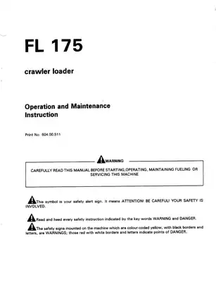 Fiat Allis FL 175 crawler loader operation and maintenance construction manual Preview image 2