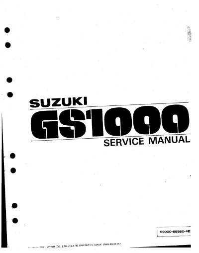 Preview: 1977–1980 Suzuki GS1000 / GS1000E / GS1000S / GS1000L Service & Repair Manual (P/N 99000-85850-4E3)