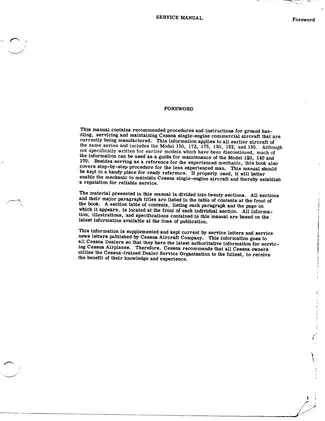 Cessna Aircraft Service Manual (Models 150, 172, 175, 180, 182, 185) Preview image 3