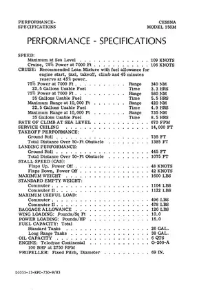 Cessna 150M aircraft Pilots Operating Handbook (1976) POH Preview image 2