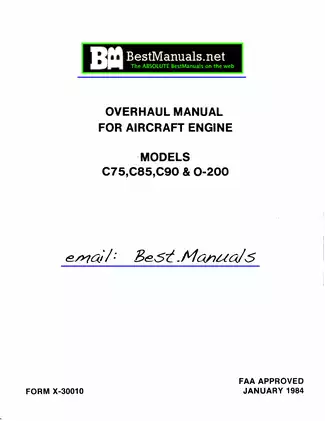 Continental C75, C85, C90, O-200 repair overhaul aircraft engine manual Preview image 1