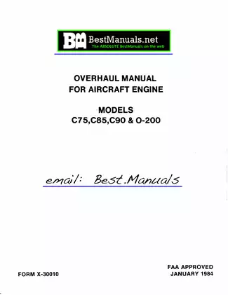 Teledyne Continental Aircraft Engine Overhaul Manual (C75, C85, C90 & O-200)