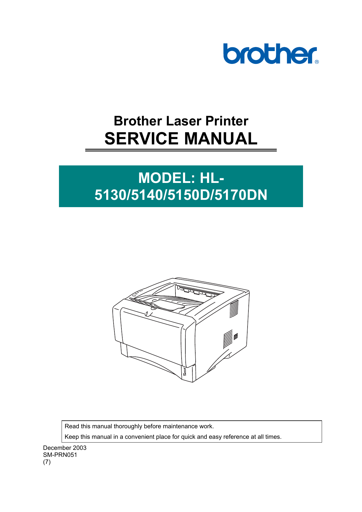 Brother HL-5130, HL-5140, HL-5150D laser printer service guide Preview image 6