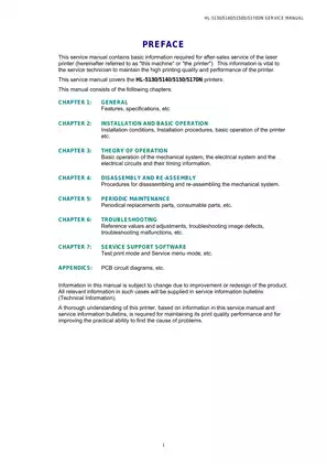 Brother HL-5130, HL-5140, HL-5150D laser printer service manual Preview image 3