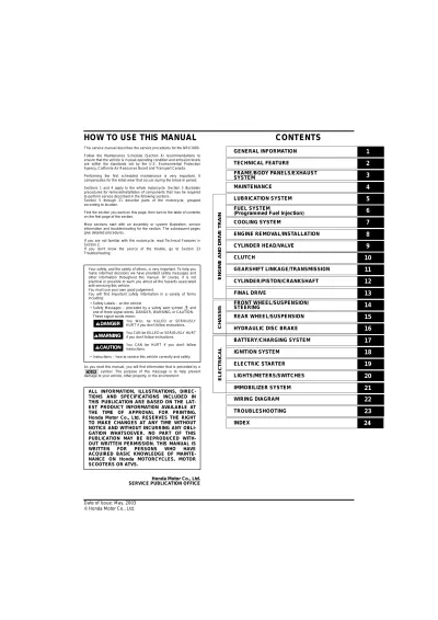 Preview: Honda Valkyrie Rune, NRX1800 Service Manual 2003 (P/N 07908-ME90000)