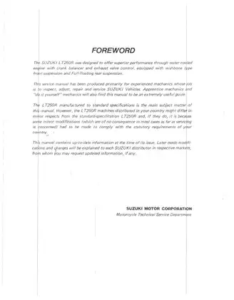 Suzuki LT250R Service Manual - Comprehensive Guide for Maintenance and Repairs manual page 2 preview Suzuki Suzuki LT250R Service Manual - Comprehensive Guide for Maintenance and Repairs manual preview page 2 - thumbnail