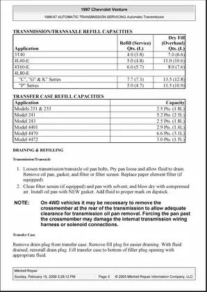 1997-1999 Pontiac Trans Sport Automatic Transmission Servicing Preview image 3