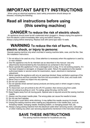 EURO-PRO Shark Sewing Machine Instruction Manual Preview image 3
