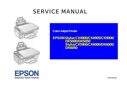 Epson Stylus CX 6000, DX 5000, DX 5050, DX 6000 multifunction inkjet printer service manual Preview image 1
