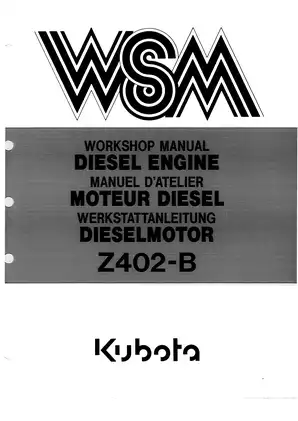 Kubota Z402-B Diesel engine workshop manual Preview image 1