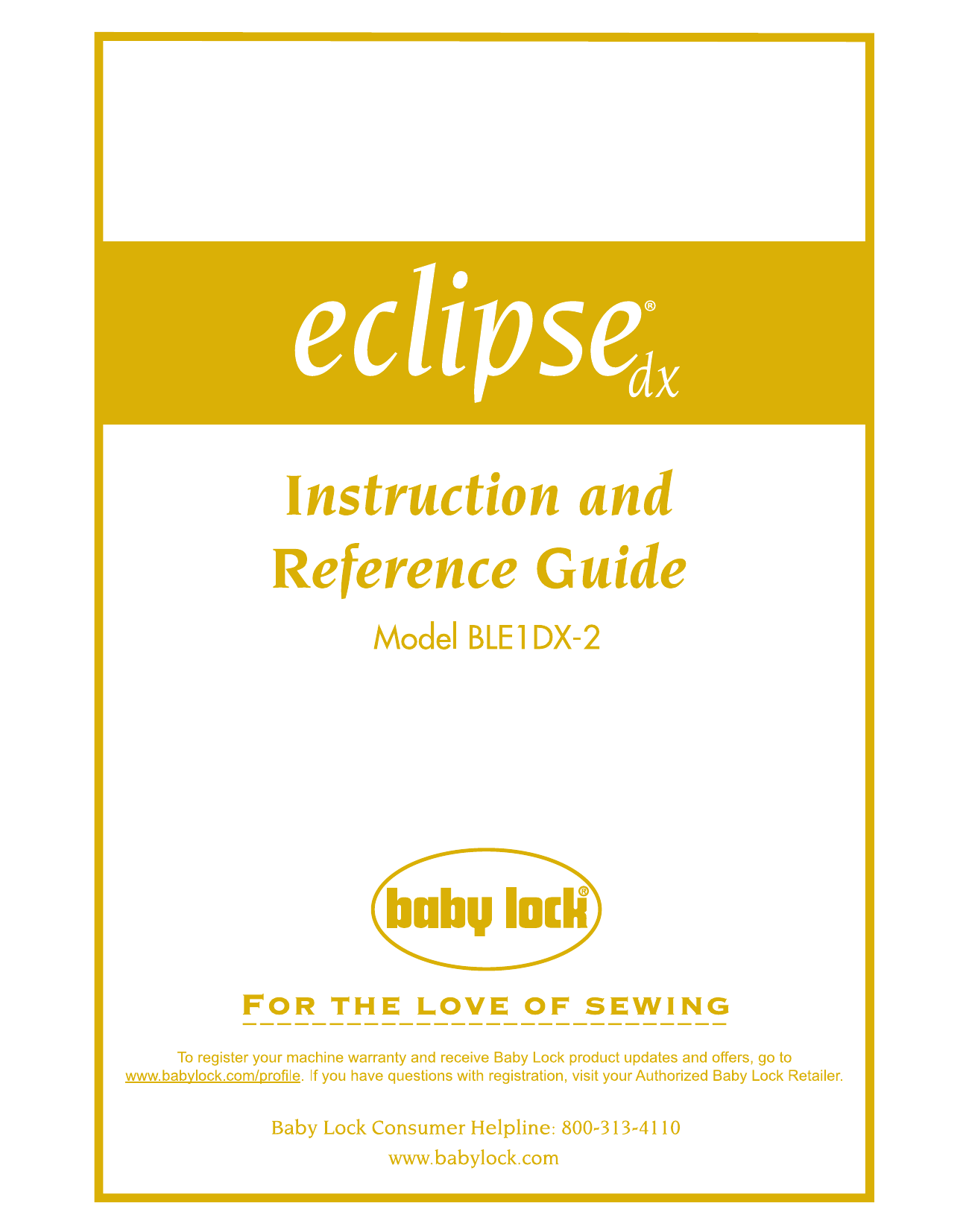 Eclipse Baby Lock DX, BLE1DX-2 instruction manual Preview image 1