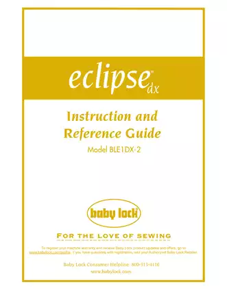 Baby Lock Eclipse DX Instruction and Reference Guide