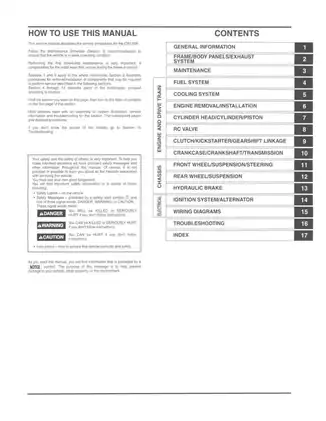 Honda CR125R Service Manual Preview image 2
