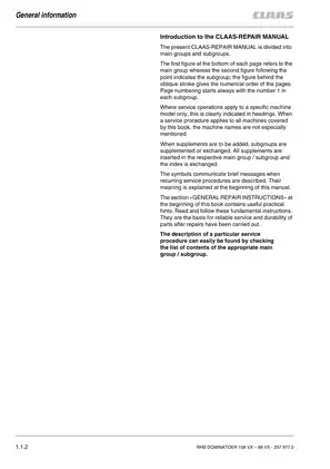 CLAAS Dominator 108 VX & 88 VX Service & Repair Manual Preview image 3