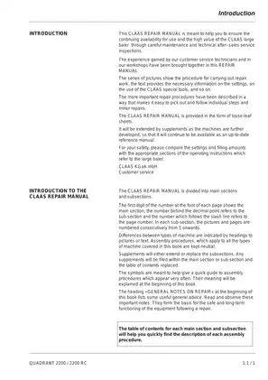 CLAAS Quadant 2200/2200RC Baler Repair and Service Manual Preview image 2