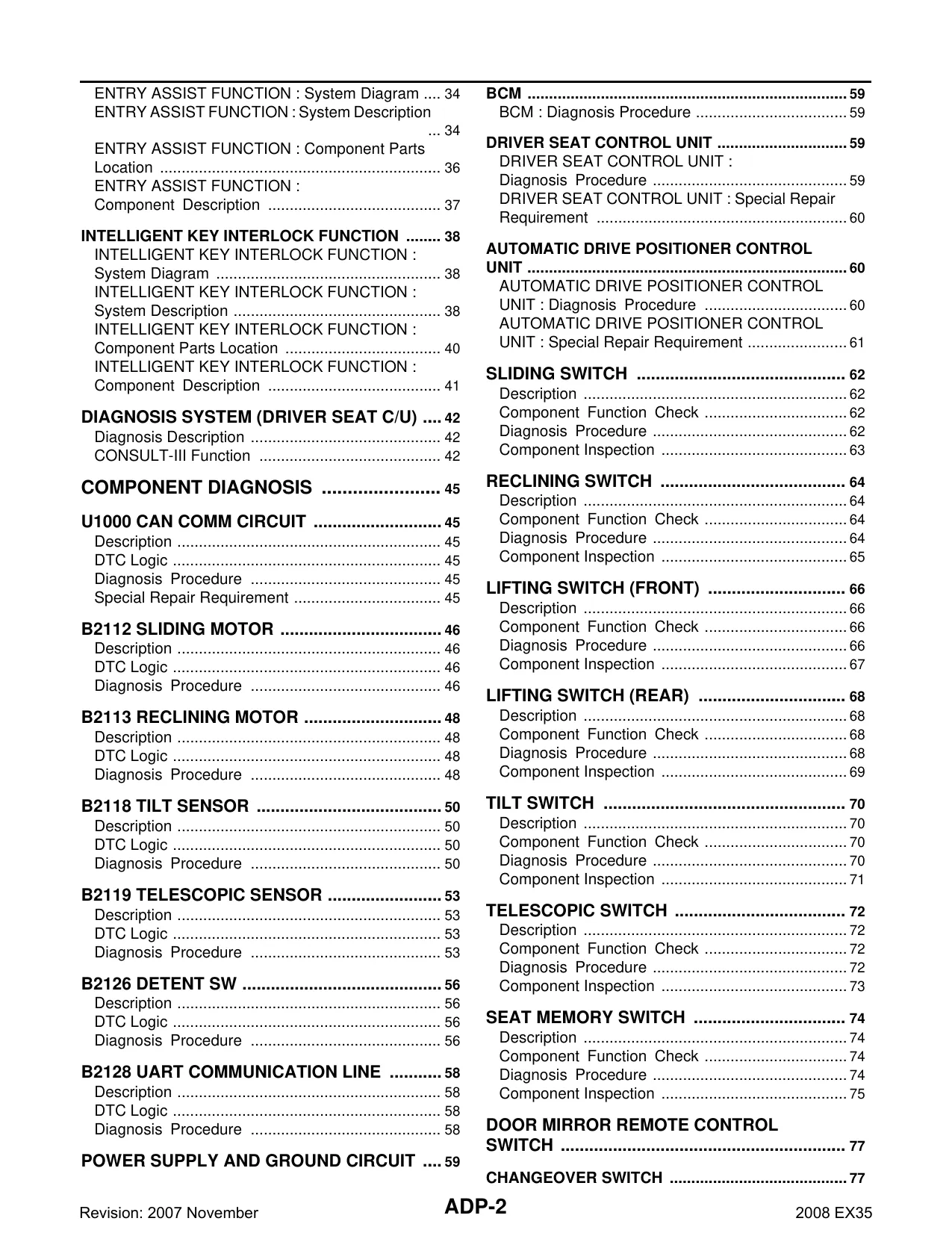 2008 Infiniti EX35 Automatic Drive Positioner manual Preview image 2