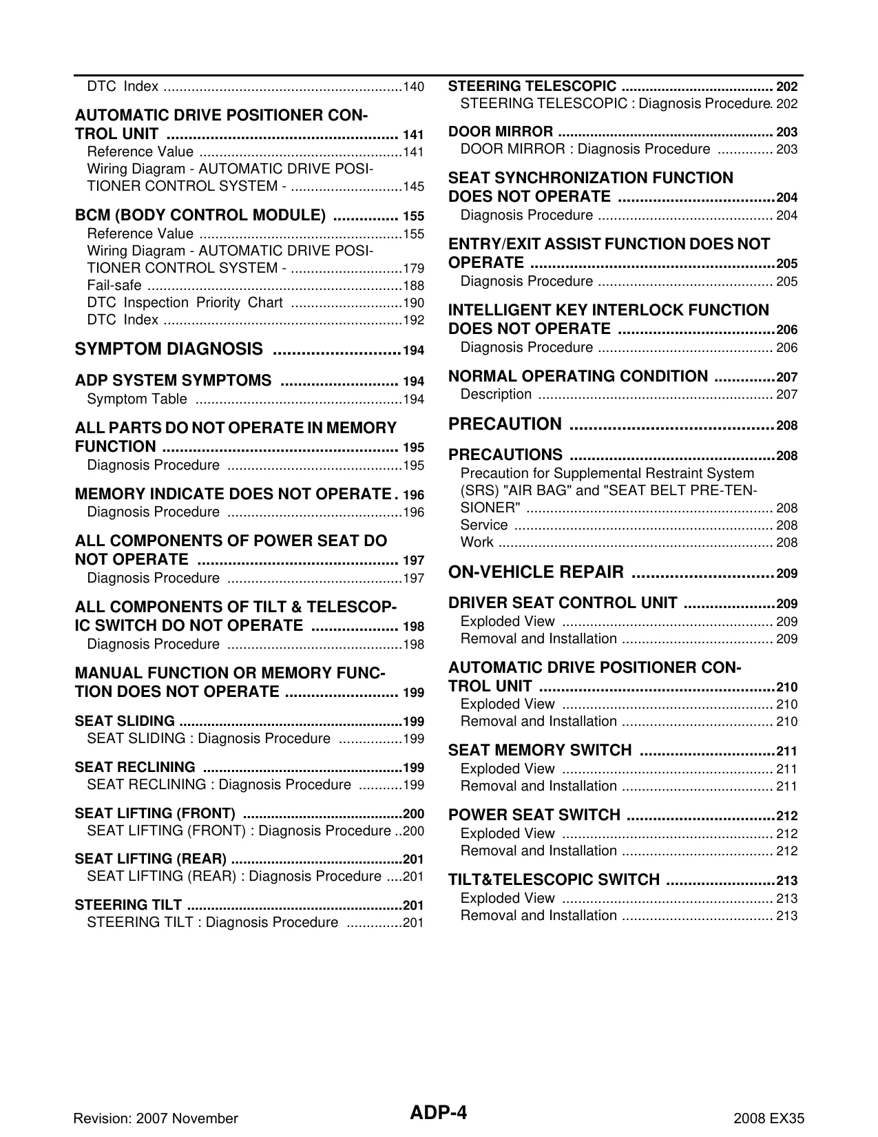 2008 Infiniti EX35 Automatic Drive Positioner manual Preview image 4