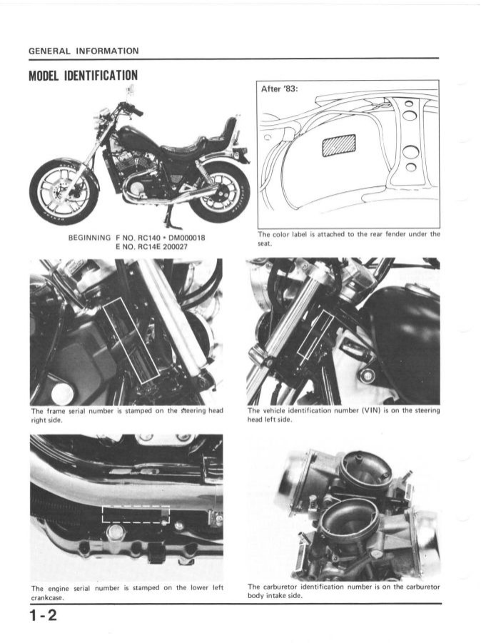 1983-1985 Honda VT700C & VT750C Shadow repair and service manual Preview image 5