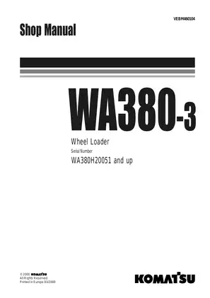 Komatsu WA380-3 Wheel Loader Digital Service Manual (2000)