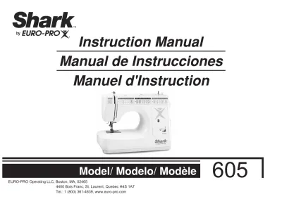 Preview: EURO-PRO Euro Pro 605 Sewing Machine User Manual (P/N 06/06B)