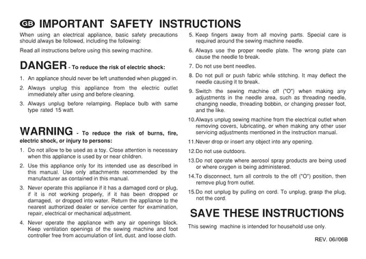 Euro Pro 605 sewing machine instruction manual Preview image 3