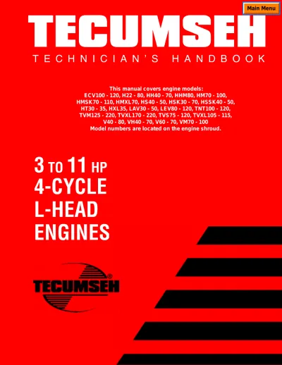 Preview: Tecumseh 3-11hp, 4-cycle, L-Head Small Engine 1999–2004 Technician's Manual (P/N 692509)