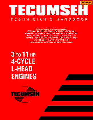 1999-2004 Tecumseh 3-11hp, 4-cycle, L-Head small engine technican´s manual