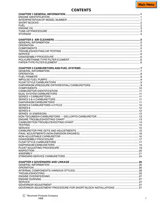 1999-2004 Tecumseh 3-11hp, 4-cycle, L-Head small engine technican´s manual Preview image 2