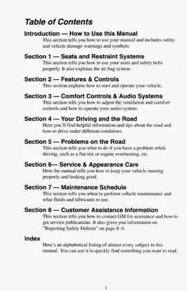 1995 Chevrolet Astro Van owners manual Preview image 5