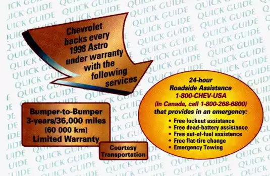 1998 Chevrolet Astro Van owners manual Preview image 3