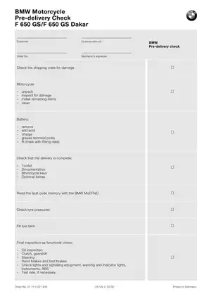 BMW F650GS, GS Dakar repair manual Preview image 5