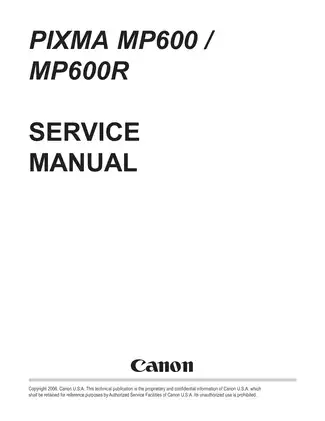 Canon PIXMA MP600 Service Manual - Comprehensive Guide for Maintenance and Troubleshooting