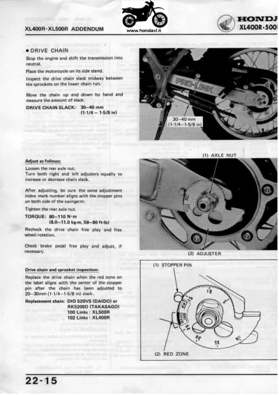 Preview: Honda XL400R & XL500R1982 OEM Service Manual Addendum (P/N 6643500Y)