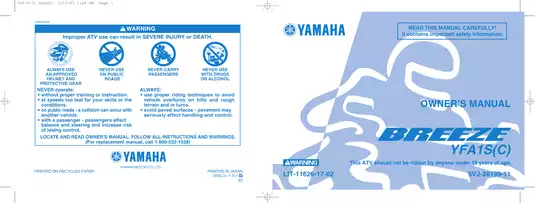 1989-2007 Yamaha YFA1, YFM125 Breeze Grizzly ATV service manuals Preview image 1