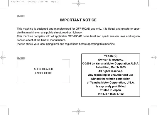 1989-2007 Yamaha YFA1, YFM125 Breeze Grizzly ATV service manuals Preview image 5