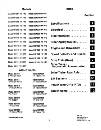 Ariens O3i Series GT Hydrostatic Garden Tractor Service Manual Preview image 4