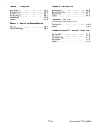 Toro Groundsmaster 220D, 223D, GM224, GM225, GM228D, GM1000 Plus Cutting Units Decks and engine service manual Preview image 4