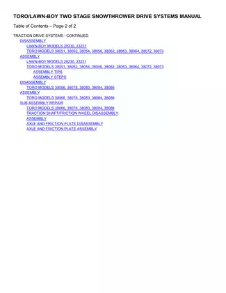 Toro Lawn-Boy Two Stage Snowthrower Drive Systems Manual (1990-2002) Preview image 3