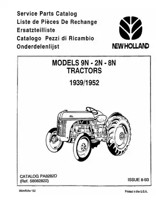 New Holland 2N 8N Tractor Parts Catalog (1939-1952) - Comprehensive Service Manual Preview image 2
