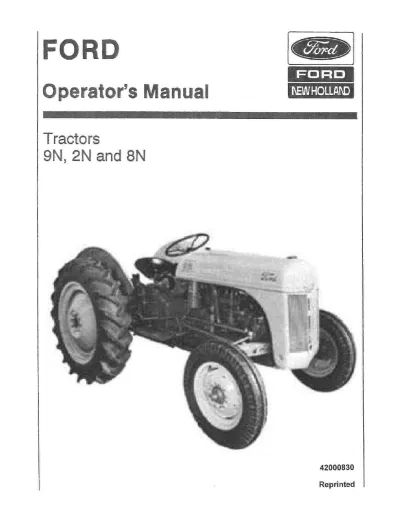 Preview: 1952 Ford 8N, 9N & 2N models Tractor Owner's Manual (P/N 3729-52-C, SE3729-52-C)