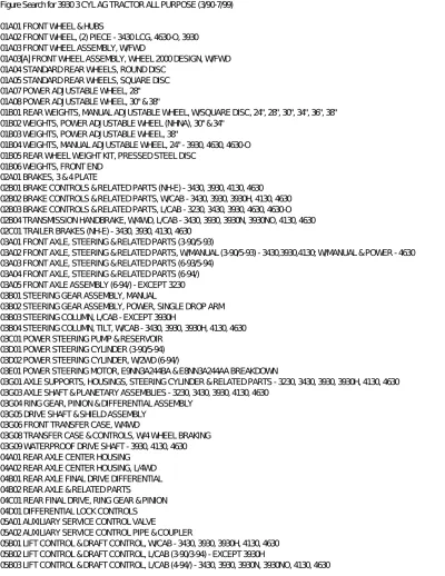 Preview: Ford 3930 Tractor Parts List 1990–1999 Parts Catalog (P/N 34994423b)