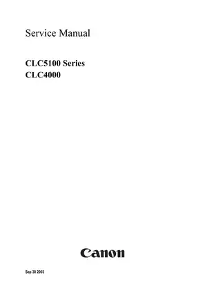 Canon CLC5100 Series Service Manual - Comprehensive Guide for Installation and Operation