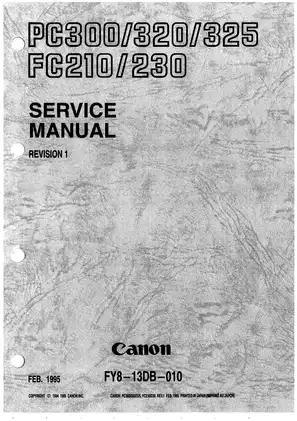 Canon PC300/320/325/FC210/230 Service Manual - Comprehensive Guide for Service and Maintenance