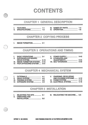 Canon PC300, PC320, PC325, FC210, FC230 copier service manual Preview image 5