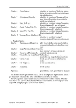 Canon IR2200, IR2800, IR3300 monochrome multifunction copier service manual Preview image 5